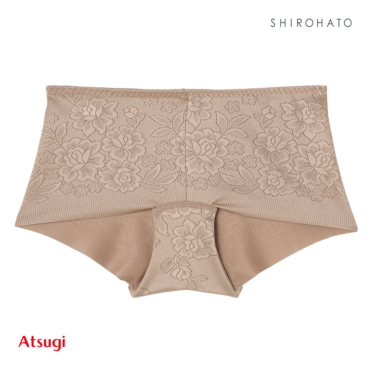 アツギ ATSUGI SLATTY スラッティ 花柄ジャガード ヘムショーツ ローライズ ローレッグタイプ お腹おさえ 単品(BE-ベージュ-M)