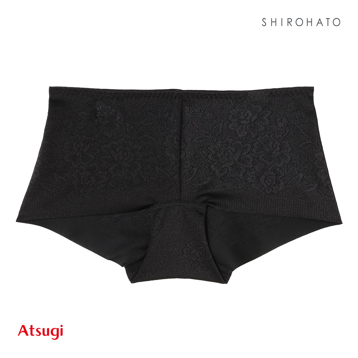 アツギ ATSUGI SLATTY スラッティ 花柄ジャガード ヘムショーツ ローライズ ローレッグタイプ お腹おさえ 単品(BK-ブラック-M)