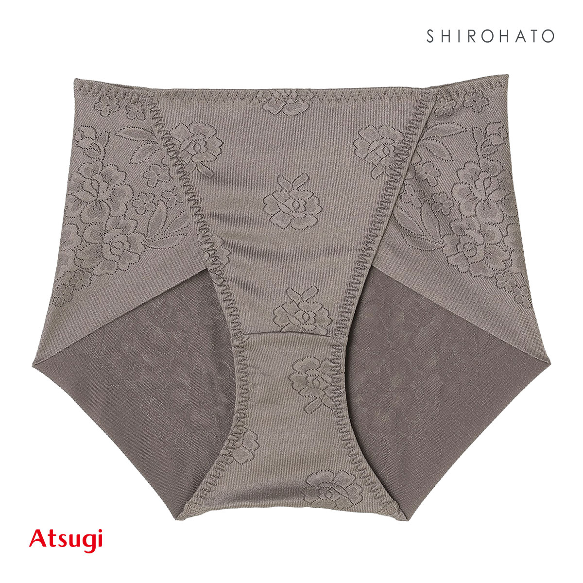 アツギ ATSUGI SLATTY スラッティ 花柄ジャガード ヘムショーツ ショート丈 お腹おさえ 単品(BRG-ブラウングレー-M)