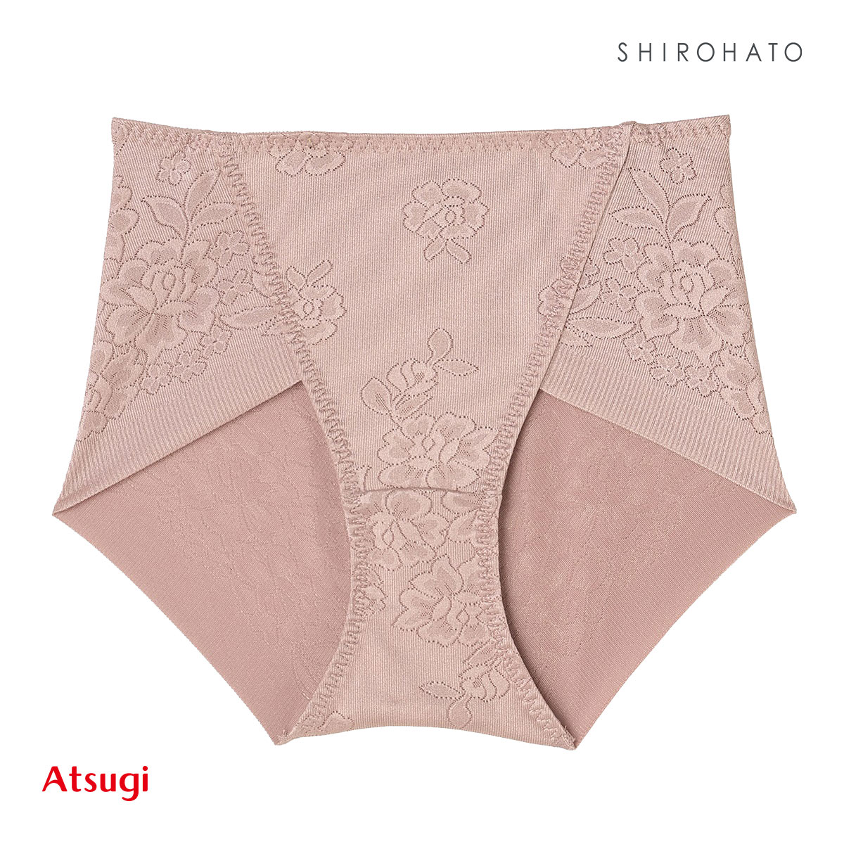 アツギ ATSUGI SLATTY スラッティ 花柄ジャガード ヘムショーツ ショート丈 お腹おさえ 単品(PGY-ピンクグレー-M)