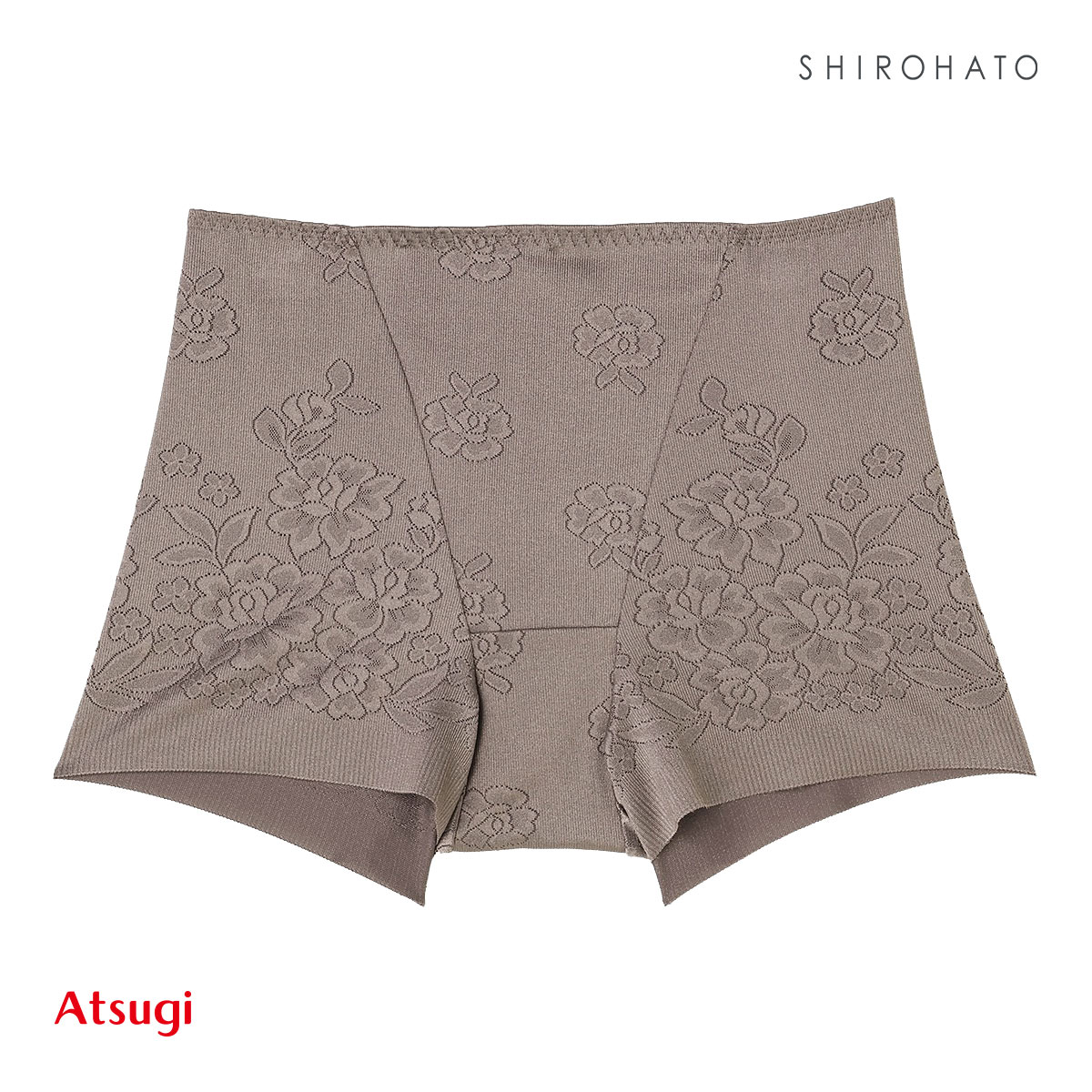 アツギ ATSUGI SLATTY スラッティ 花柄ジャガード ヘムショーツ お腹おさえ 1分丈 単品(BRG-ブラウングレー-M)