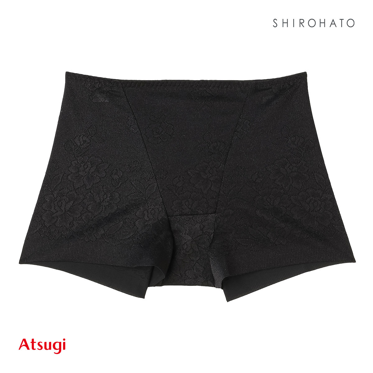 アツギ ATSUGI SLATTY スラッティ 花柄ジャガード ヘムショーツ お腹おさえ 1分丈 単品(BK-ブラック-M)