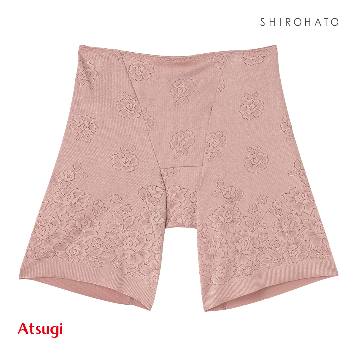 アツギ ATSUGI SLATTY スラッティ 花柄ジャガード ヘムショーツ 3分丈 お腹おさえ 単品(PGY-ピンクグレー-M)