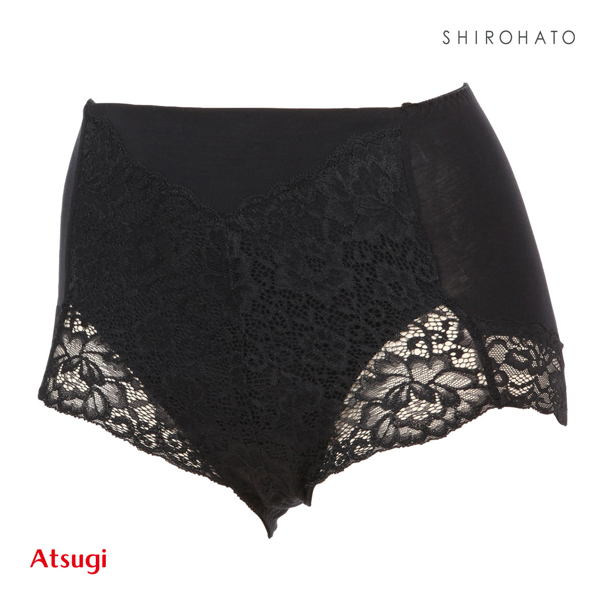 アツギ ATSUGI 3Dカバー ショーツ 綿95％ 深ばき お腹おさえ お尻すっぽり 包みこむ 3L 4L 大きいサイズ 単品(BK-ブラック-3L)