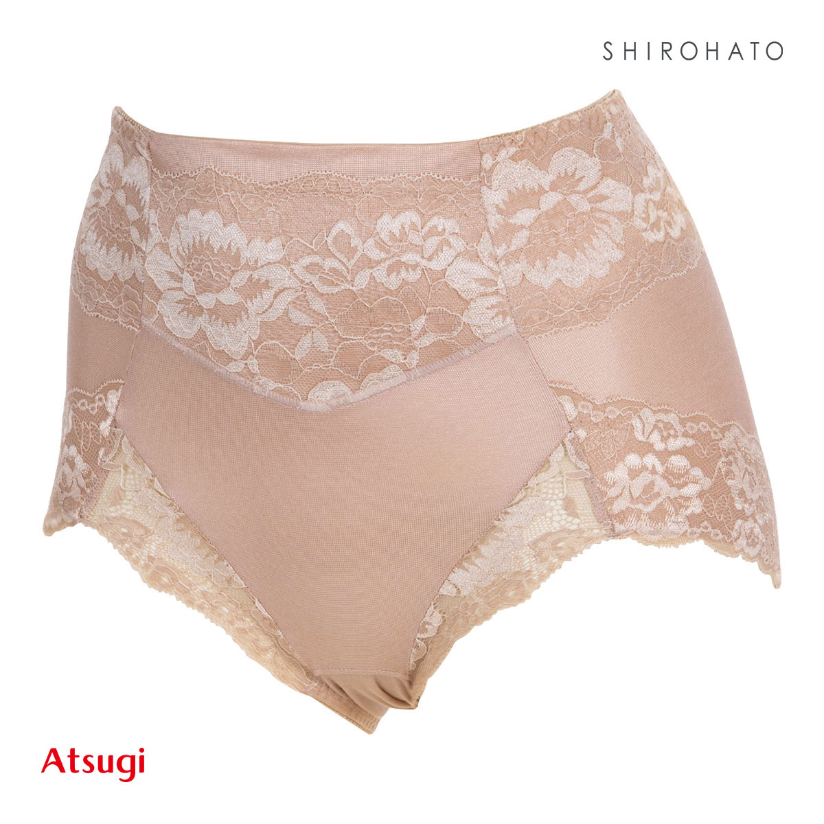 アツギ ATSUGI 3Dカバー ショーツ 深ばき お腹おさえ 綿混 光沢フライス ヒップアップ 単品(BE-ベージュ-M)