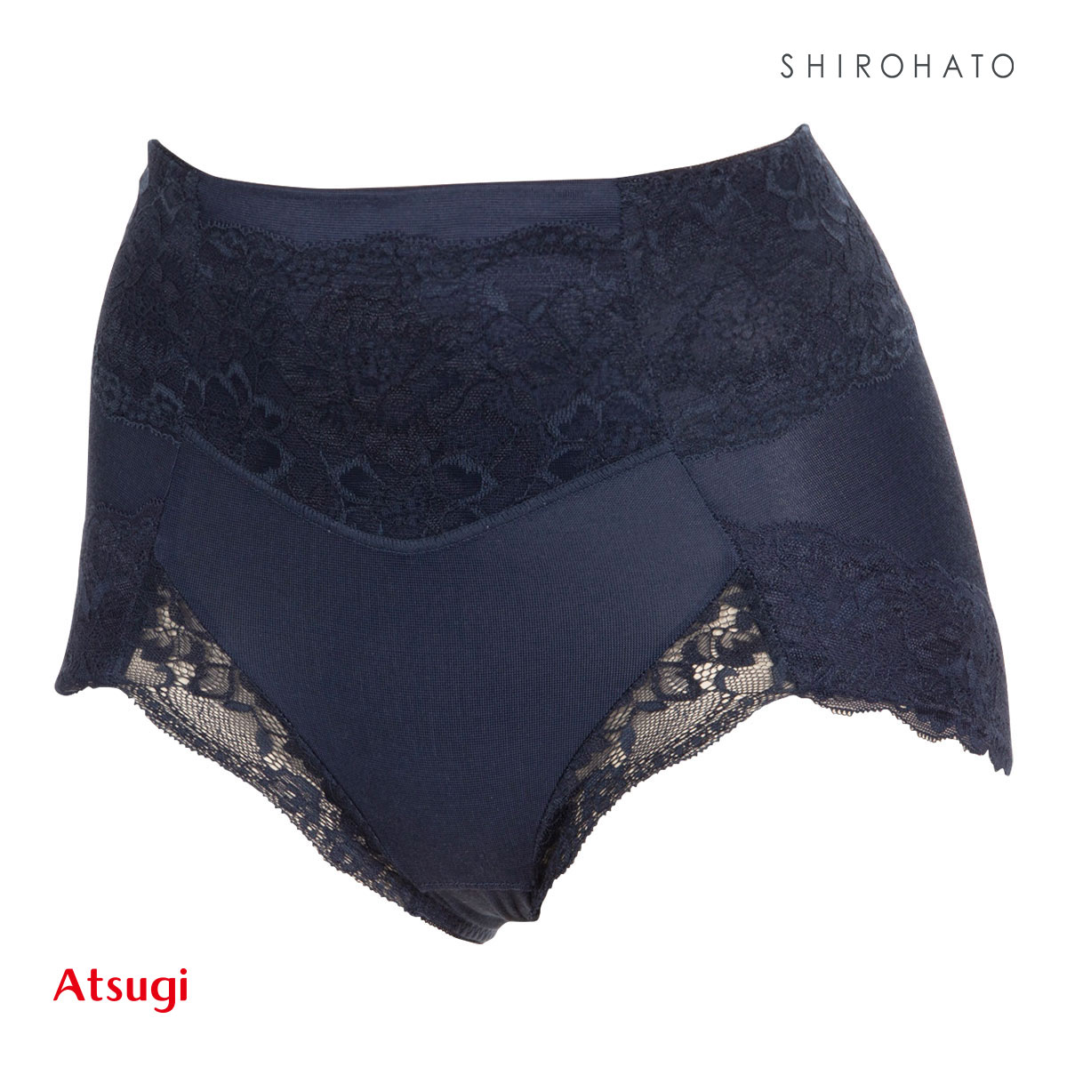 アツギ ATSUGI 3Dカバー ショーツ 深ばき お腹おさえ 綿混 光沢フライス ヒップアップ 単品(NV-ネイビー-M)