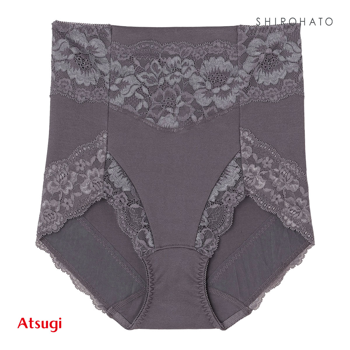 アツギ ATSUGI 3Dカバー ショーツ 深ばき お腹おさえ 綿混 光沢フライス ヒップアップ 単品(CGY-チャコールグレー-M)