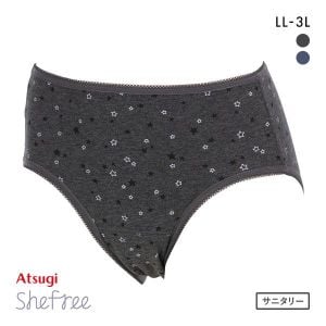 アツギ ATSUGI シーフリー Shefree サニタリーショーツ 星柄 特に多い日 生理用 LL 3L 大きいサイズ 綿混 ロング防水シート