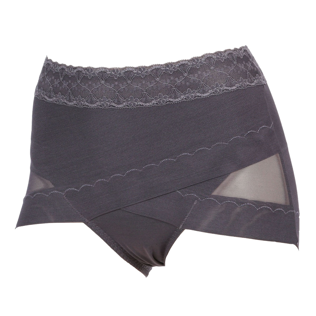 アツギ ATSUGI 骨盤メイク 骨盤クロス ショーツ ヒップアップ お腹おさえ 補正 薄手 深ばき メッシュ(CGY-チャコールグレー-M)