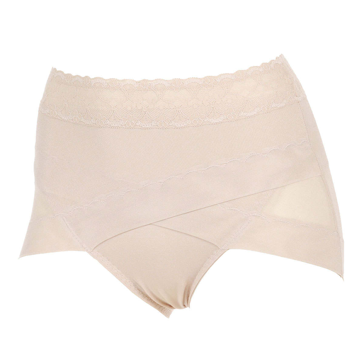 アツギ ATSUGI 骨盤メイク 骨盤クロス ショーツ ヒップアップ お腹おさえ 補正 薄手 深ばき メッシュ(BE-ベージュ-M)