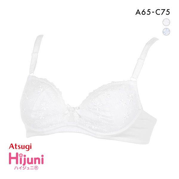 アツギ ATSUGI ハイジュニ Hijuni ブラジャー ジュニアブラ キッズ 超ソフトワイヤー 綿混 レース 後ろホック 単品