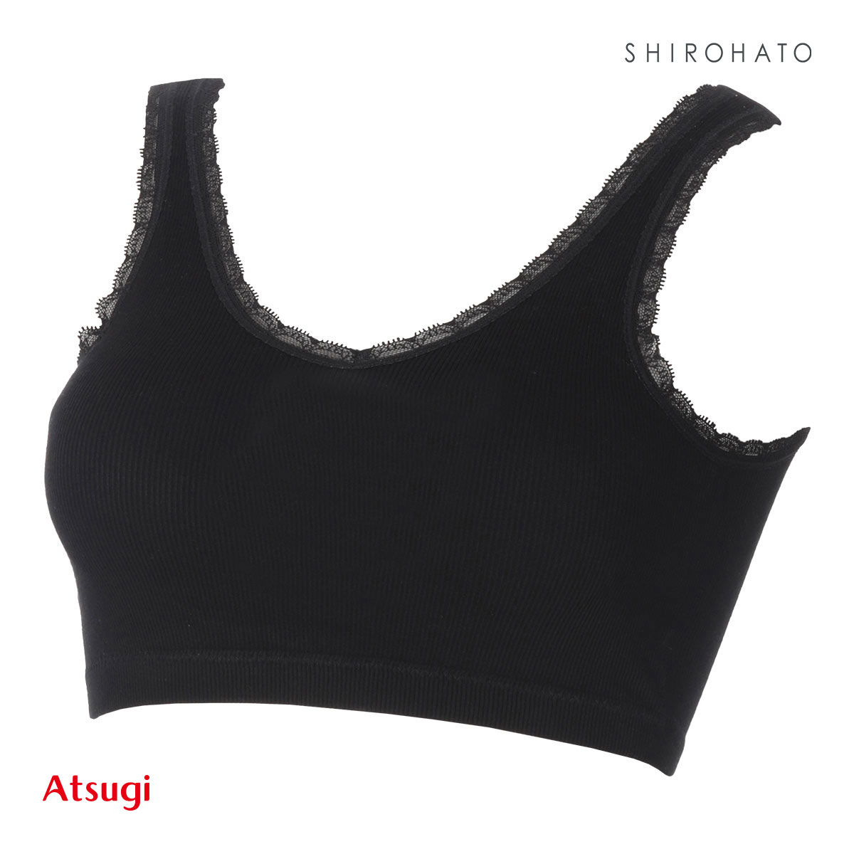 アツギ ATSUGI ヌードメイク NUDE Make 成型リブ ブラジャー ノンワイヤー ハーフトップ 単品(BK-ブラック-M)