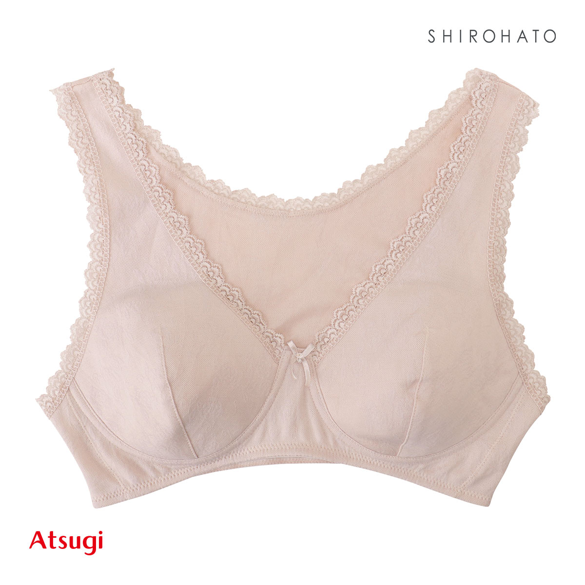 アツギ ATSUGI ラシェール らくらくかぶりブラ ノンワイヤー ブラジャー ハーフトップ ナイトブラ レディース 単品(LPE-薄ピーチ-M)