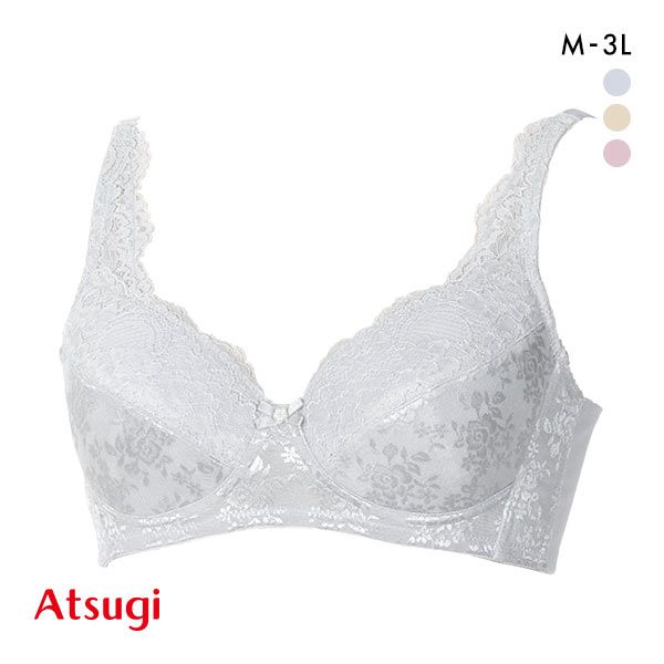 アツギ ATSUGI ラシェール ノンワイヤーブラ 脇スッキリ ブラジャー 綿混 大きいサイズ 単品