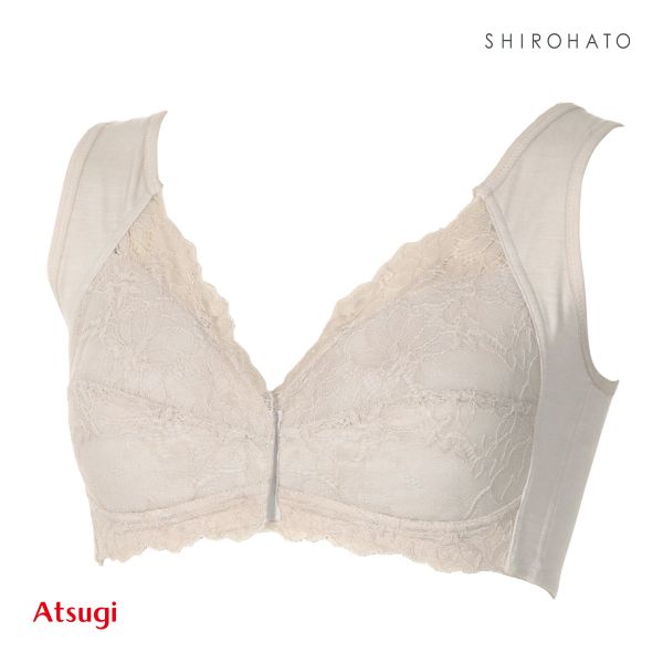 アツギ ATSUGI ラシェール ノンワイヤーブラ フロントホック ブラジャー 綿混 大きいサイズ 単品