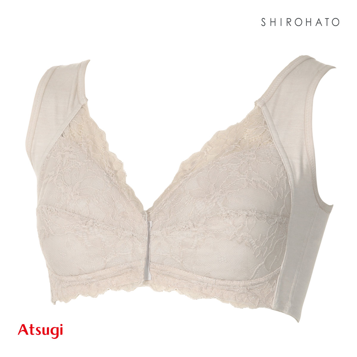アツギ ATSUGI ラシェール ノンワイヤーブラ フロントホック ブラジャー 綿混 大きいサイズ 単品(CFL-カフェオレ-M)