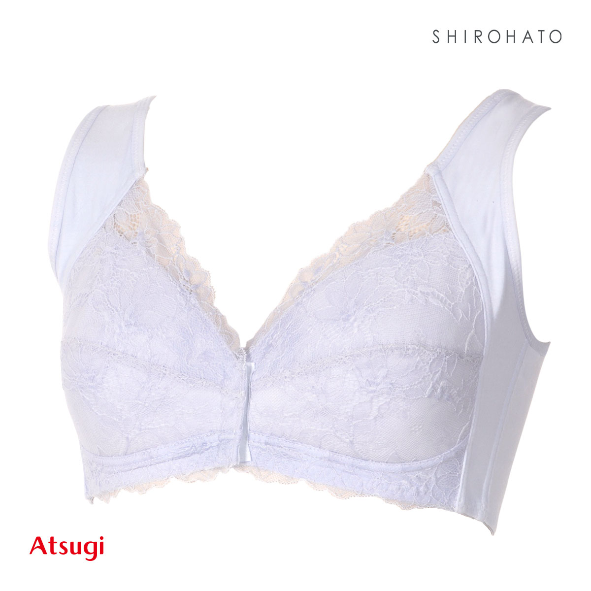 アツギ ATSUGI ラシェール ノンワイヤーブラ フロントホック ブラジャー 綿混 大きいサイズ 単品(LV-ラベンダー-M)