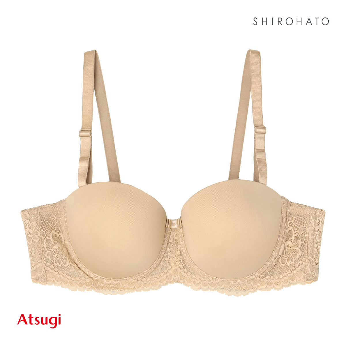 アツギ ATSUGI イーセレクト e-select シームレスブラジャー ハーフカップ ストラップレス対応 単品(BE-ベージュ-A70)