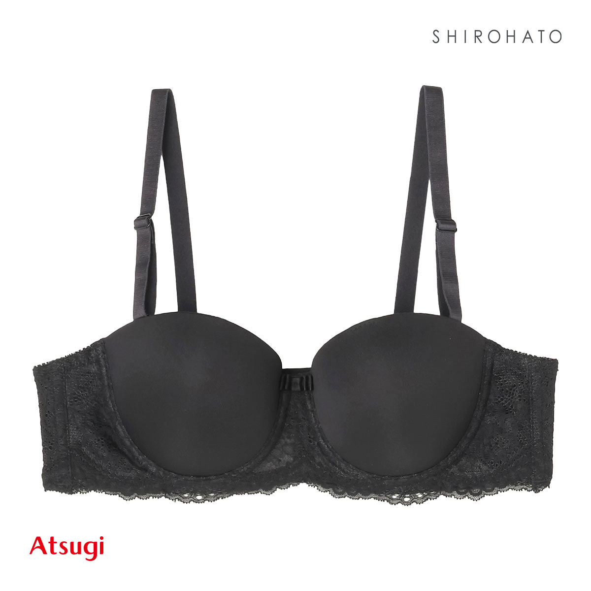 アツギ ATSUGI イーセレクト e-select シームレスブラジャー ハーフカップ ストラップレス対応 単品(BK-ブラック-A70)