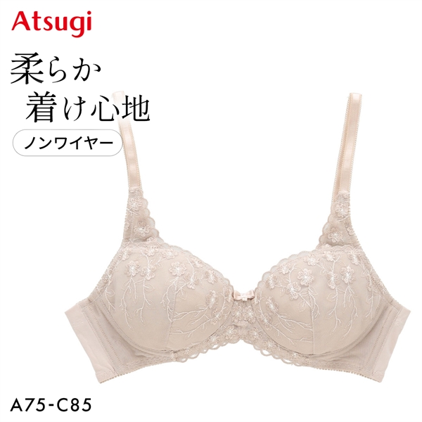 アツギ イーセレクト ふんわり立体ソフトカップ ノンワイヤー ブラジャー アンダー大きいサイズ ATSUGI