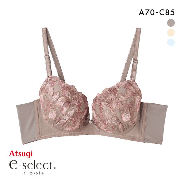 アツギ イーセレクト ソフトワイヤー ブラジャー 脇スッキリ なめらかフィット ATSUGI