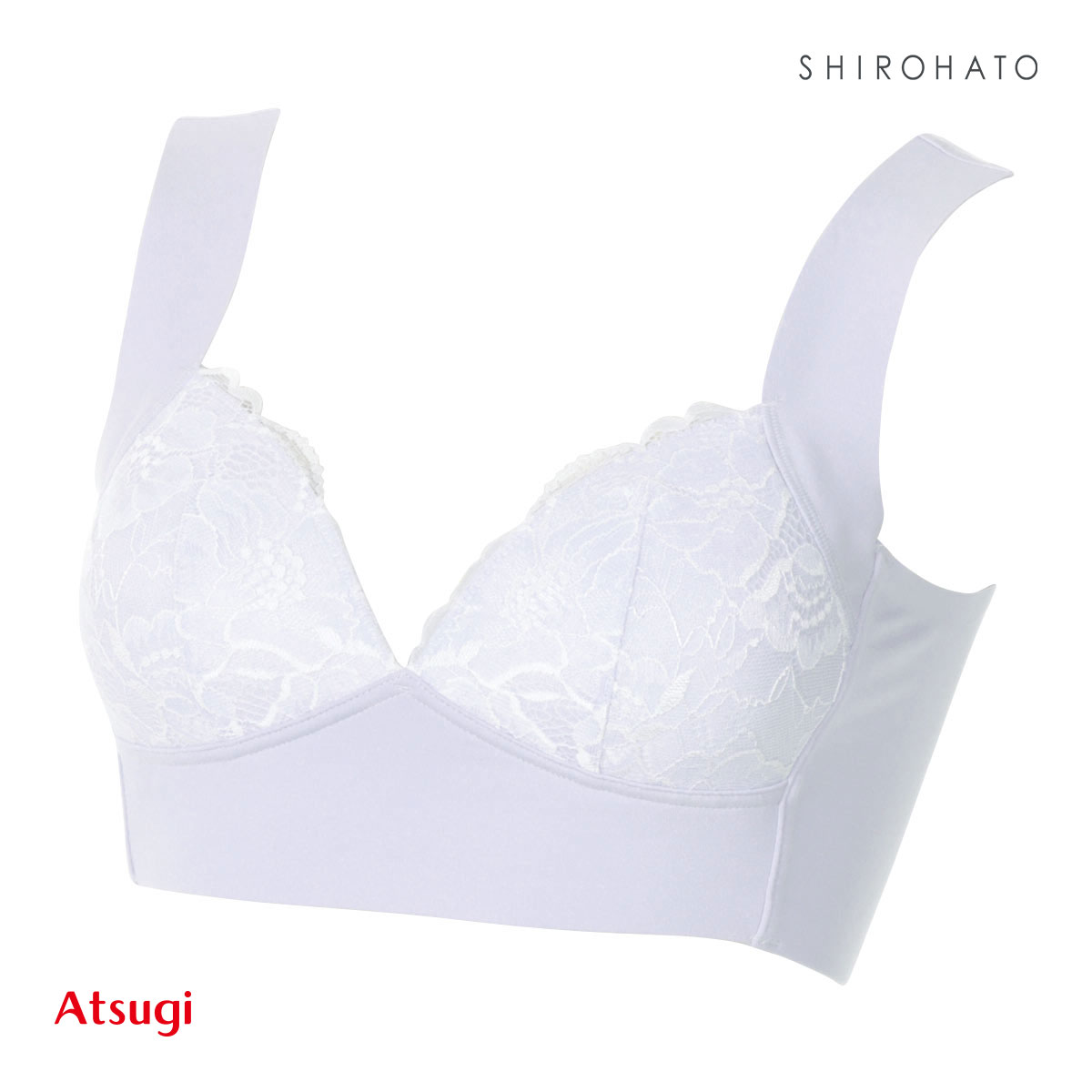 アツギ ATSUGI 肌つつみ かぶりブラ ノンワイヤー ハーフトップ 単品 優しい着け心地(LV-ラベンダー-M)