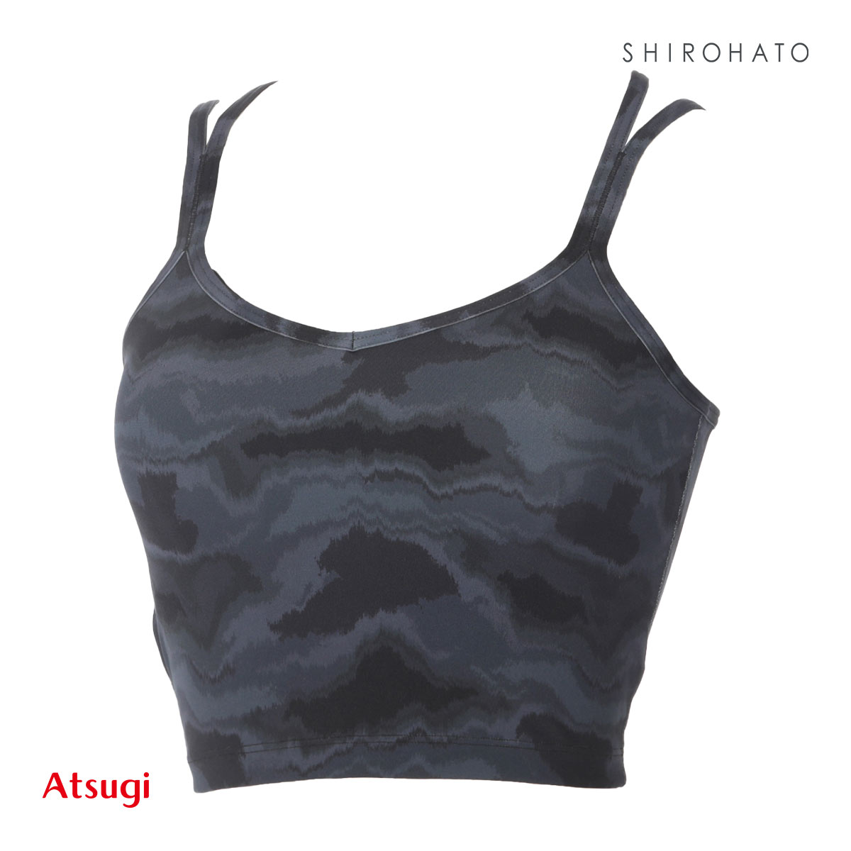 アツギ ATSUGI クリアビューティ アクティブ ヨガブラ カップ付きインナー グラデーション柄 ストレッチフィット 背中クロス(DNV-濃ネイビー-M)