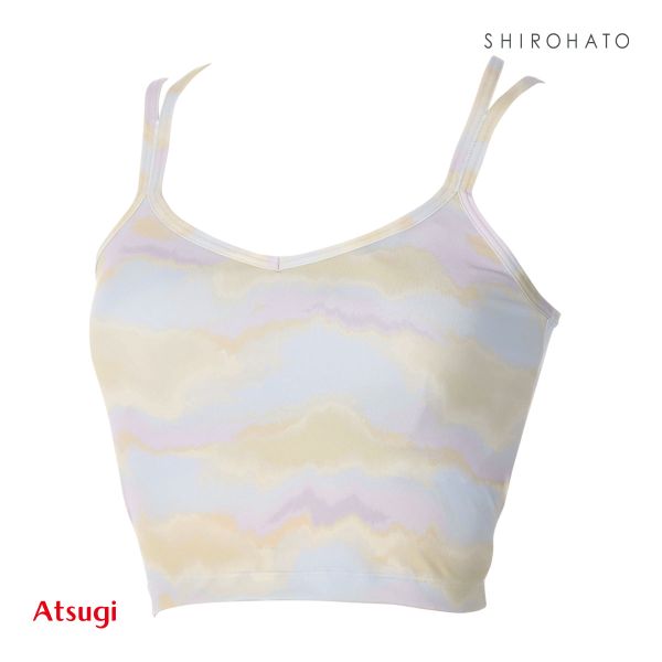アツギ ATSUGI クリアビューティ アクティブ ヨガブラ カップ付きインナー グラデーション柄 ストレッチフィット 背中クロス