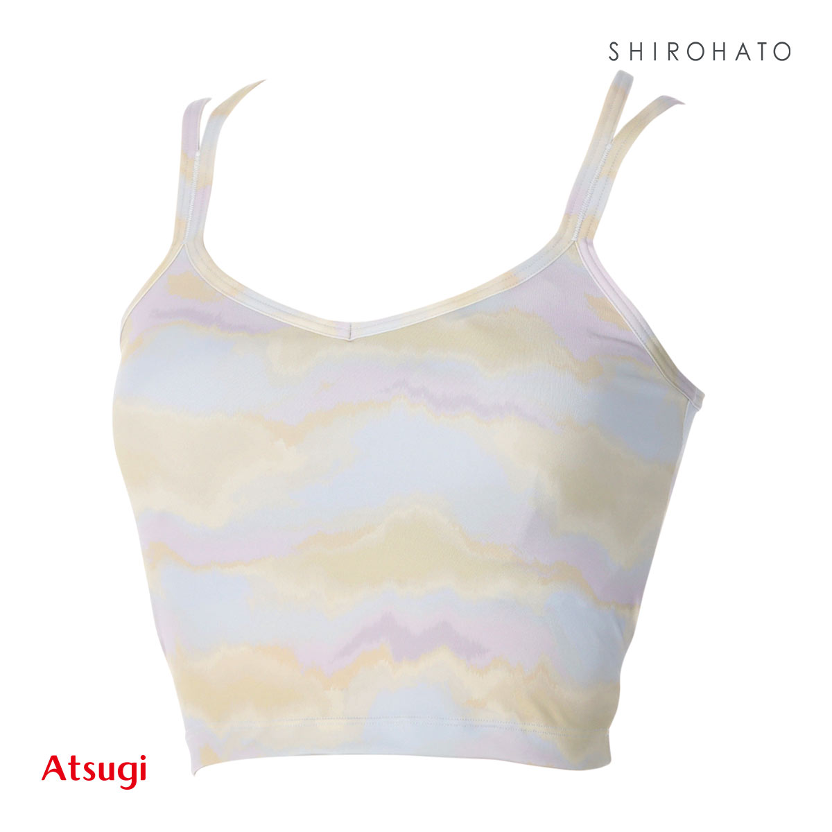 アツギ ATSUGI クリアビューティ アクティブ ヨガブラ カップ付きインナー グラデーション柄 ストレッチフィット 背中クロス(LPU-薄パープル-M)