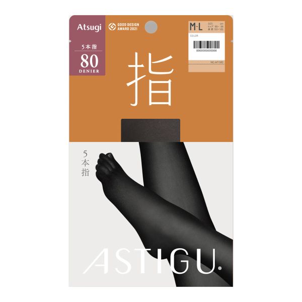 アツギ ATSUGI アスティーグ ASTIGU 指 5本指 タイツ 80デニール 光発熱