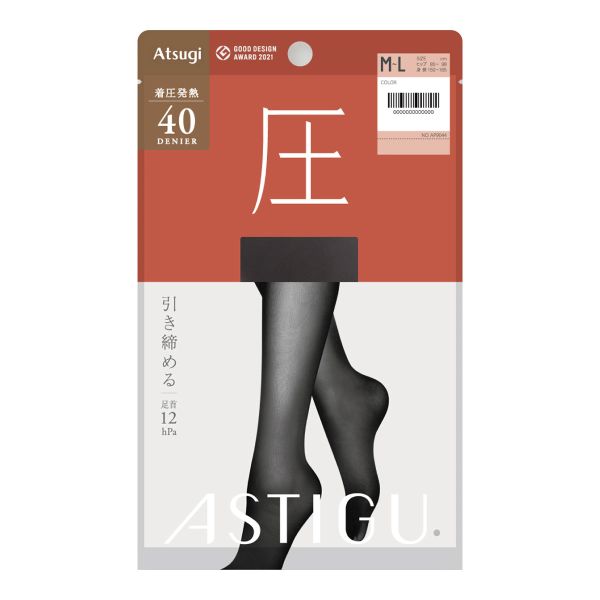 アツギ ATSUGI アスティーグ ASTIGU 圧 引き締める タイツ 40デニール 光発熱