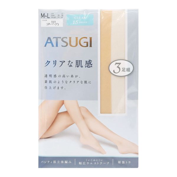 アツギ ATSUGI クリアな肌感 ストッキング パンスト 3足組 15デニール