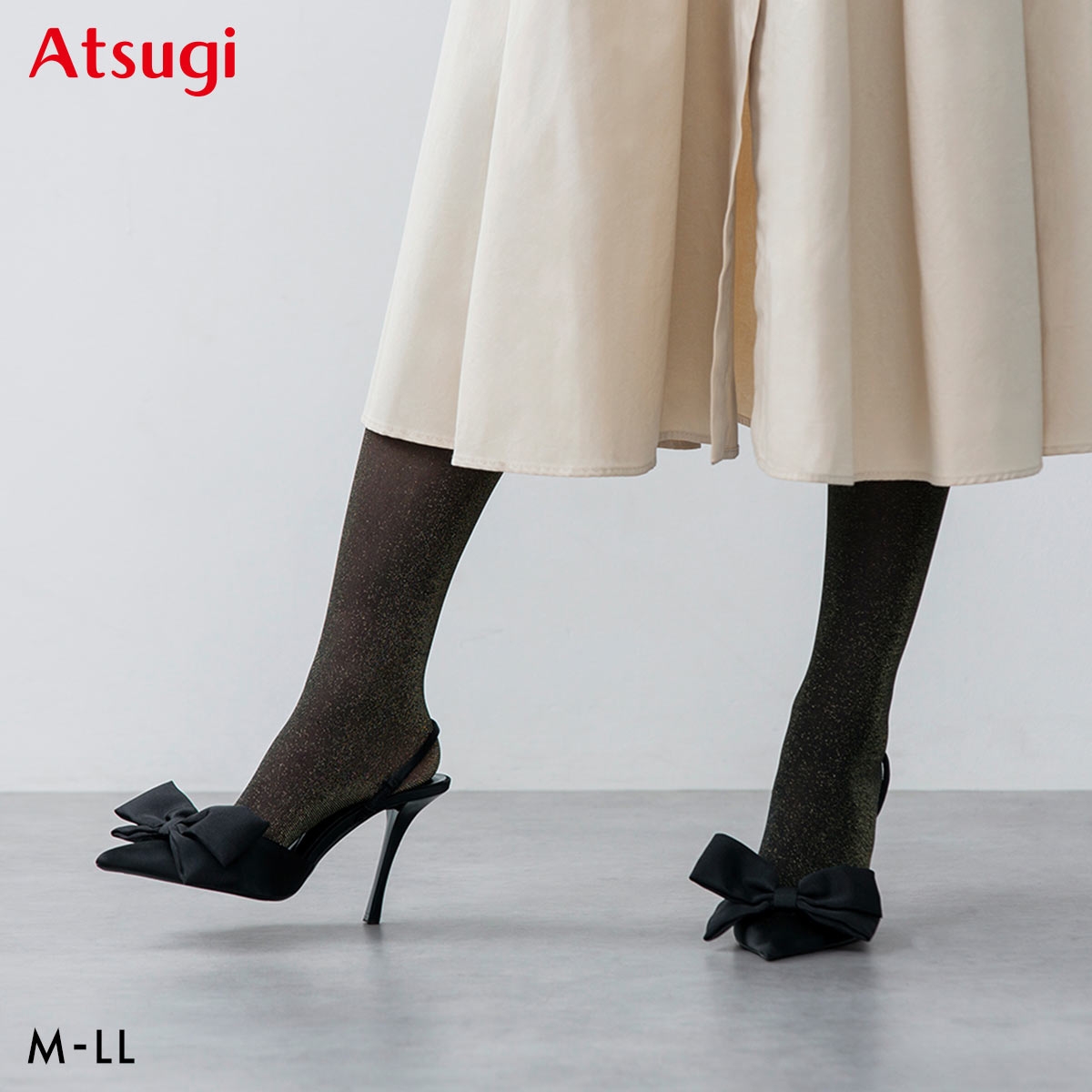 アツギカラーズ グリッターストッキング Atsugi COLORS(BKG-ブラックGL-M-L)