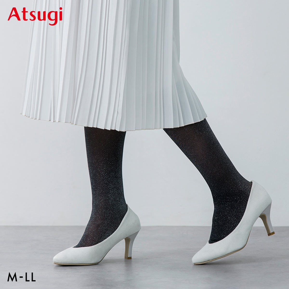 アツギカラーズ グリッターストッキング Atsugi COLORS(BKS-ブラックSL-M-L)