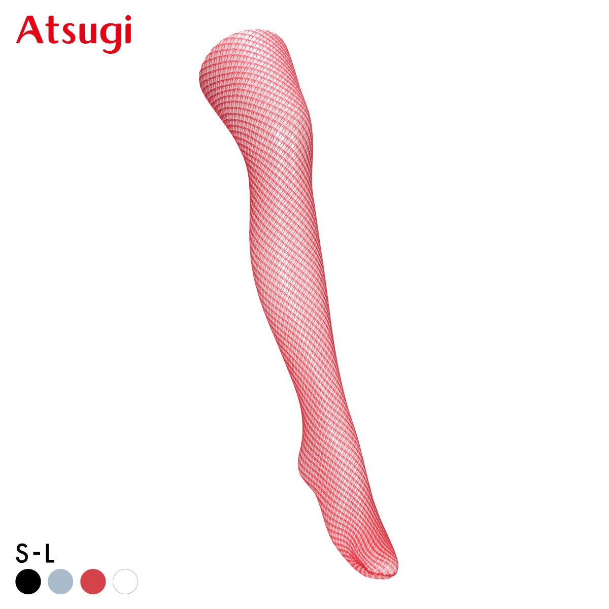 アツギカラーズ ダブルフィッシュネット柄タイツ Atsugi COLORS(RE-レッド-S-L)
