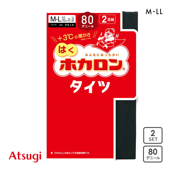 アツギ ATSUGI はくホカロン タイツ 80デニール 2足組 交編