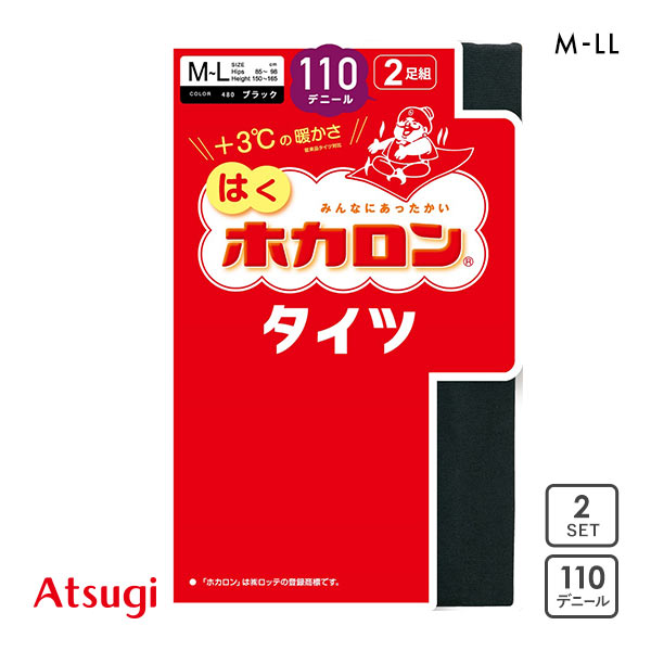 アツギ ATSUGI はくホカロン タイツ 110デニール 2足組 交編