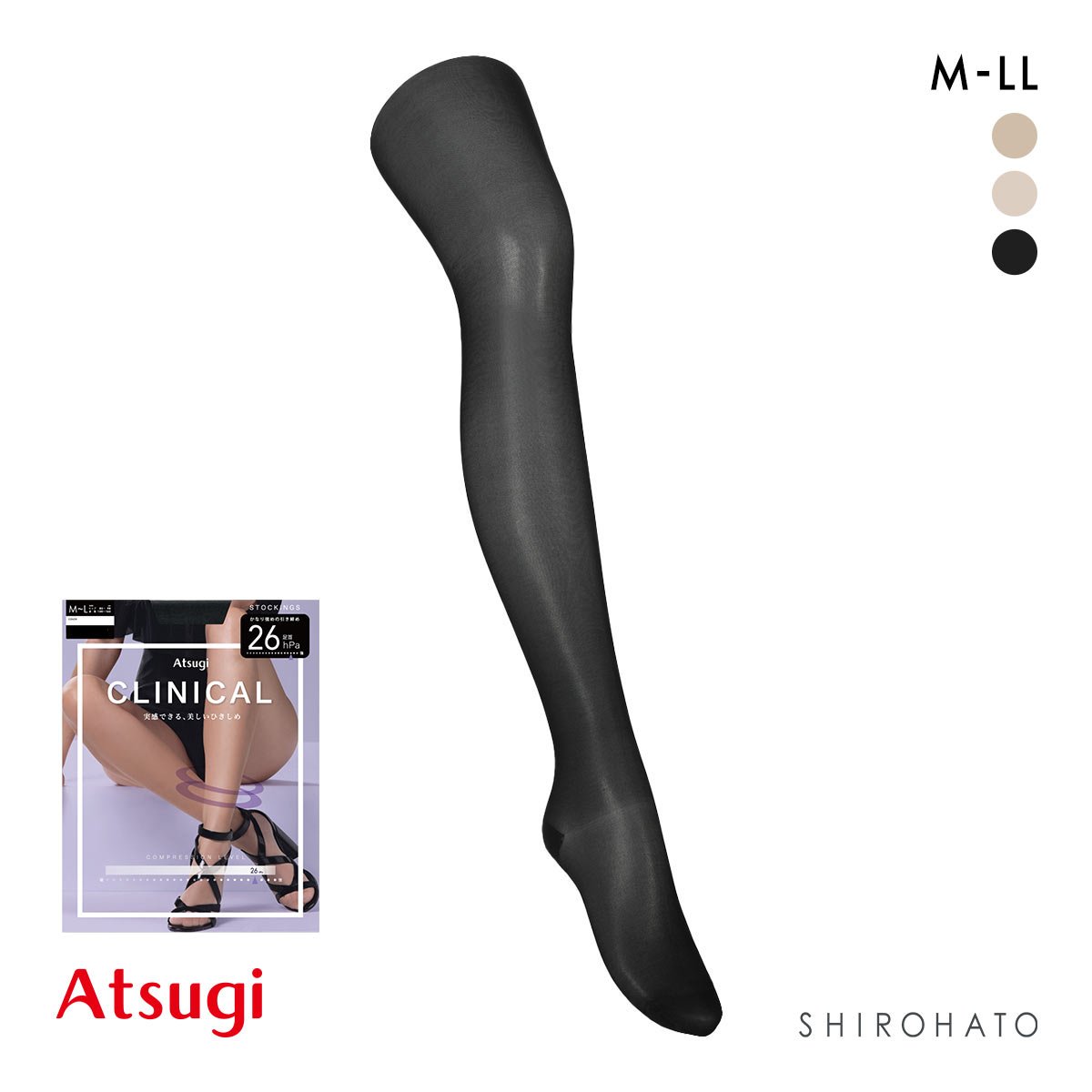 アツギ クリニカル 強い引き締め パンスト ATSUGI(BK-ブラック-M-L)