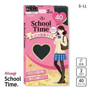 アツギ ATSUGI スクールタイム タイツ 40デニール 2足組 キッズ ジュニア 発熱 あったか