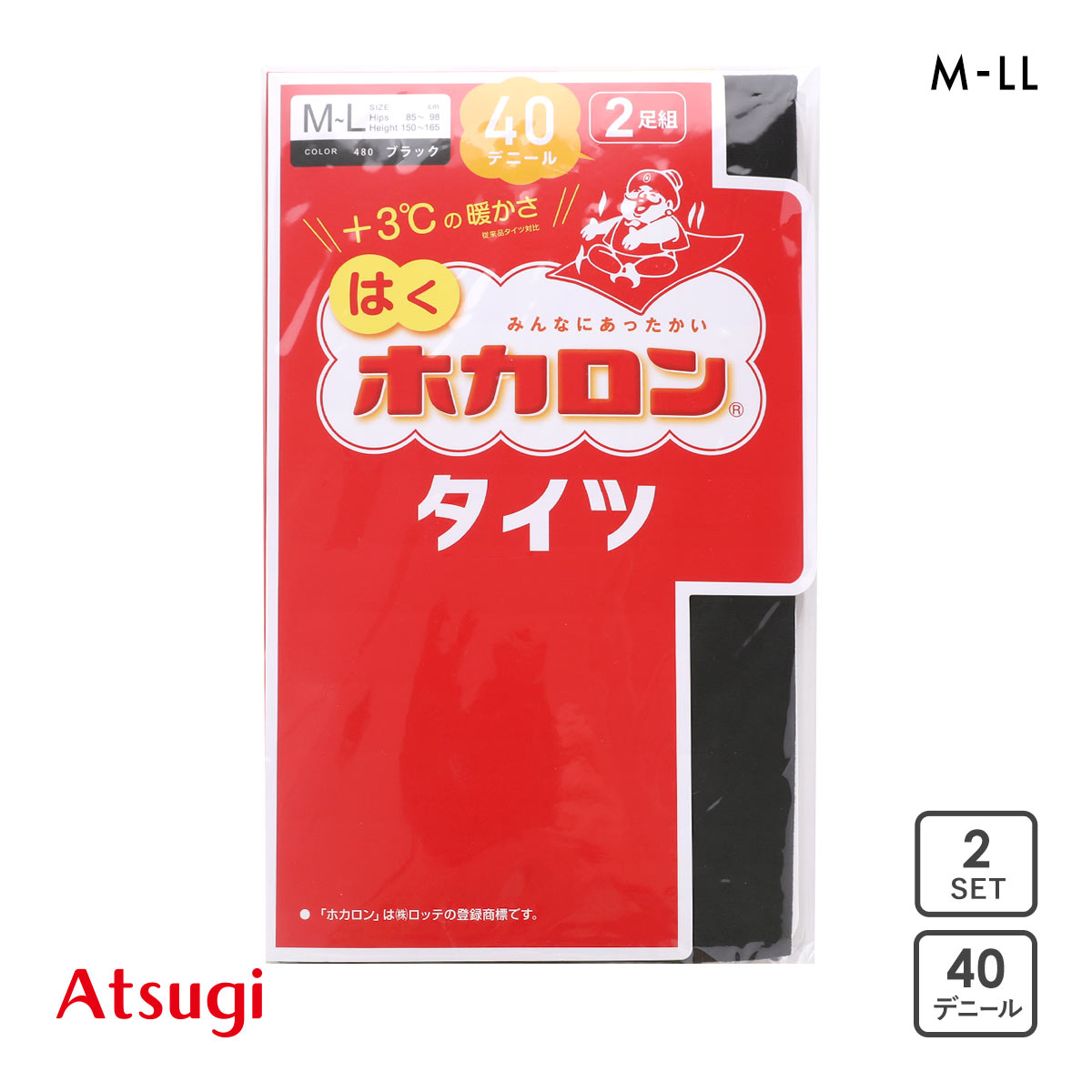 アツギ はくホカロン タイツ 40デニール 2足セット ATSUGI