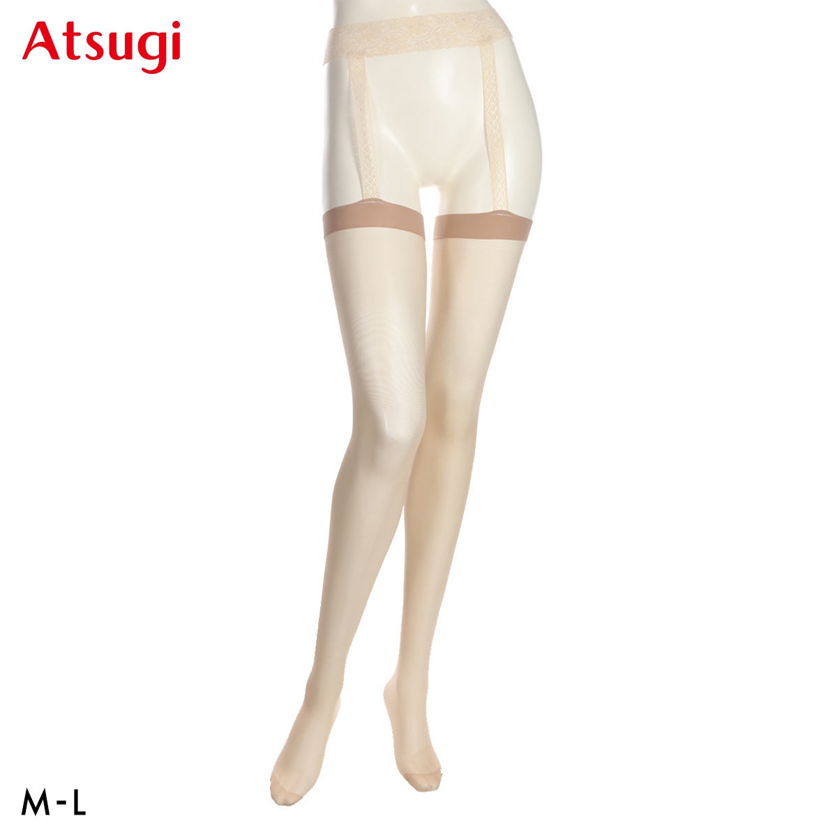 アツギカラーズ レースサスペンダーストッキング Atsugi COLORS(NB-ヌーディベージュ-M-L)