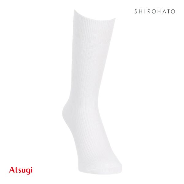 アツギ ATSUGI ワークフィット クルー丈 リブソックス 綿 2足組 メンズ 24-27cm