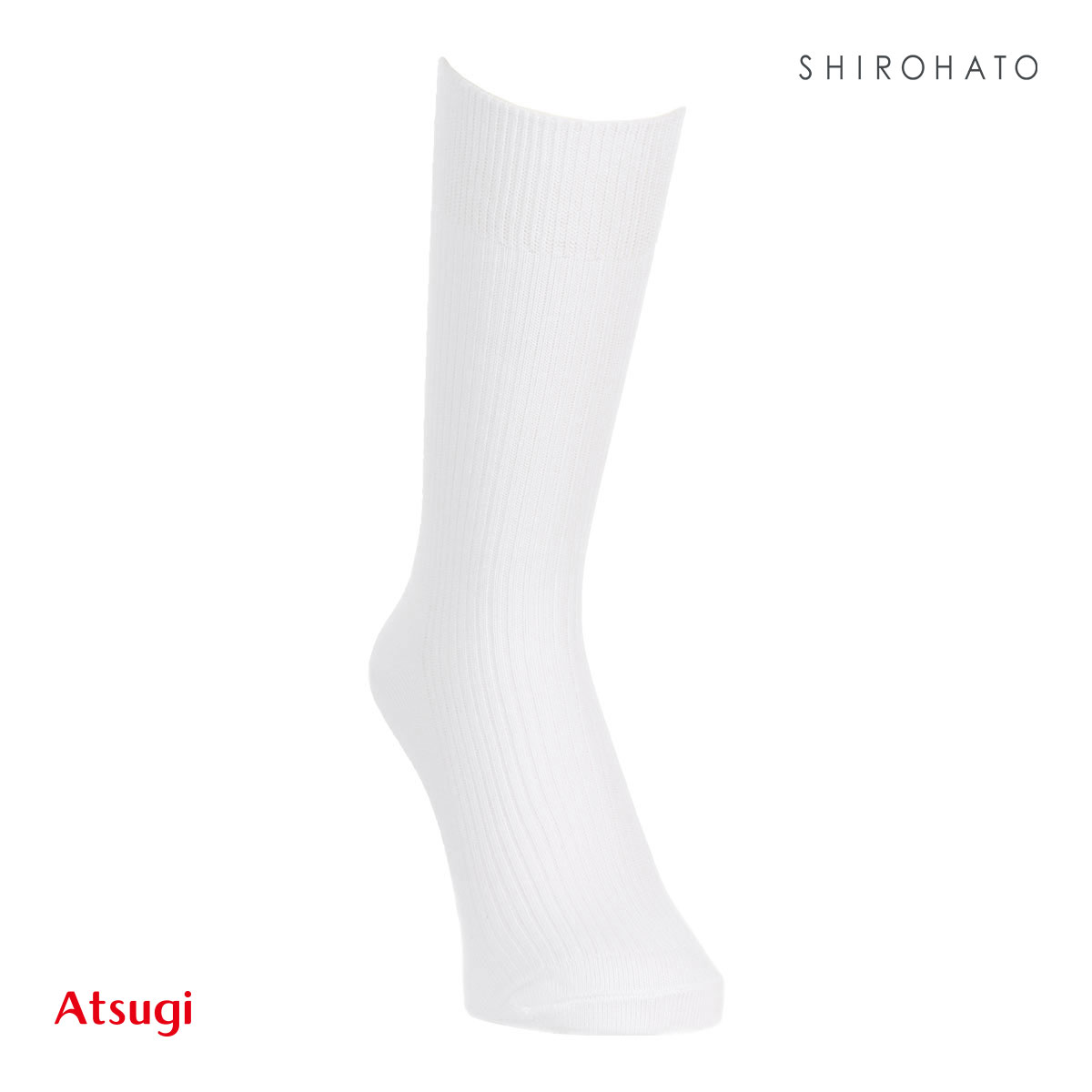 アツギ ATSUGI ワークフィット クルー丈 リブソックス 綿 2足組 メンズ 24-27cm(WH-ホワイト-24-25cm)