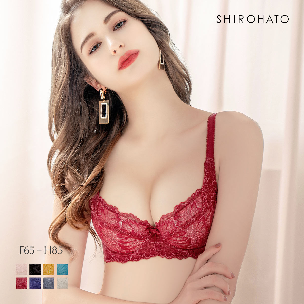 モードマリー Mode Marie×SHIROHATO 超脇肉革命 ブラジャー FGH 脇高 脇肉 補正下着 大きいサイズ 単品(RE-レッド-F65)