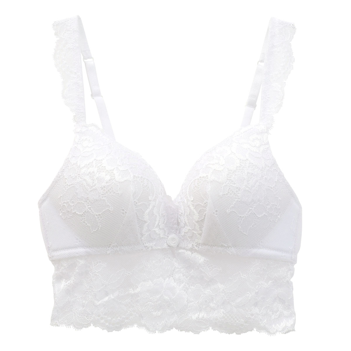 アンブラANNEBRA Daisies 総レース ノンワイヤー ブラジャー ブラレット 谷間 安定感 ワイヤレスブラ 単品(WH-ホワイト-B70)