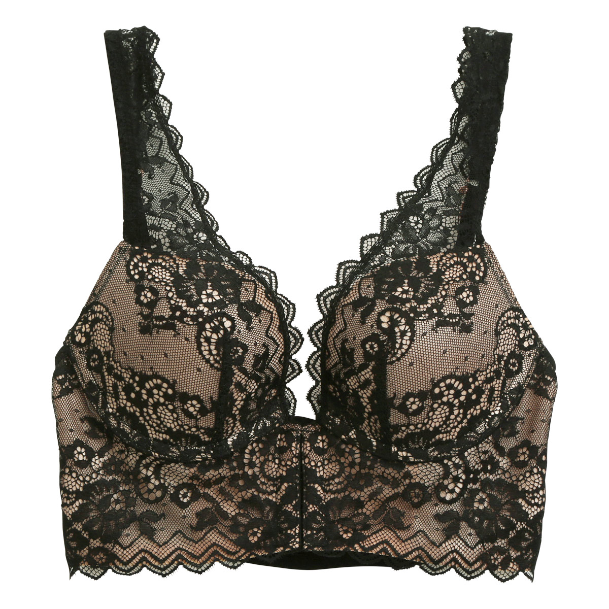 アンブラ ANNEBRA Glamour BloomUp 3/4カップ ブラジャー フロントホック バックコード BCDE 単品(BK-ブラック-B70)