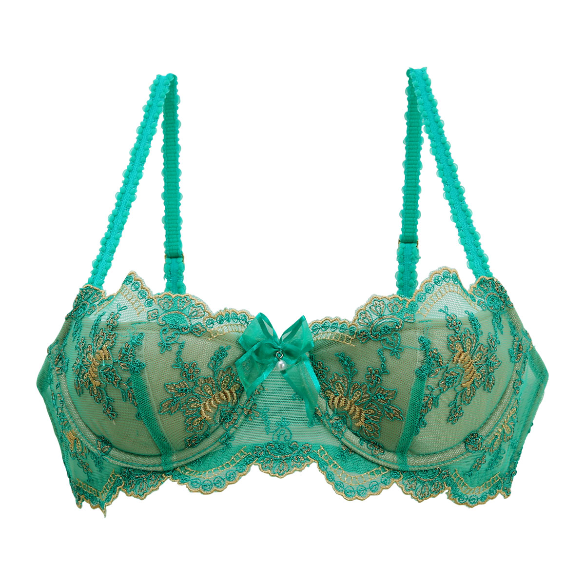 アンブラ ANNEBRA Royal2 1/2カップ ブラジャー BCDE セクシー 谷間 単品(GR-グリーン-B70)