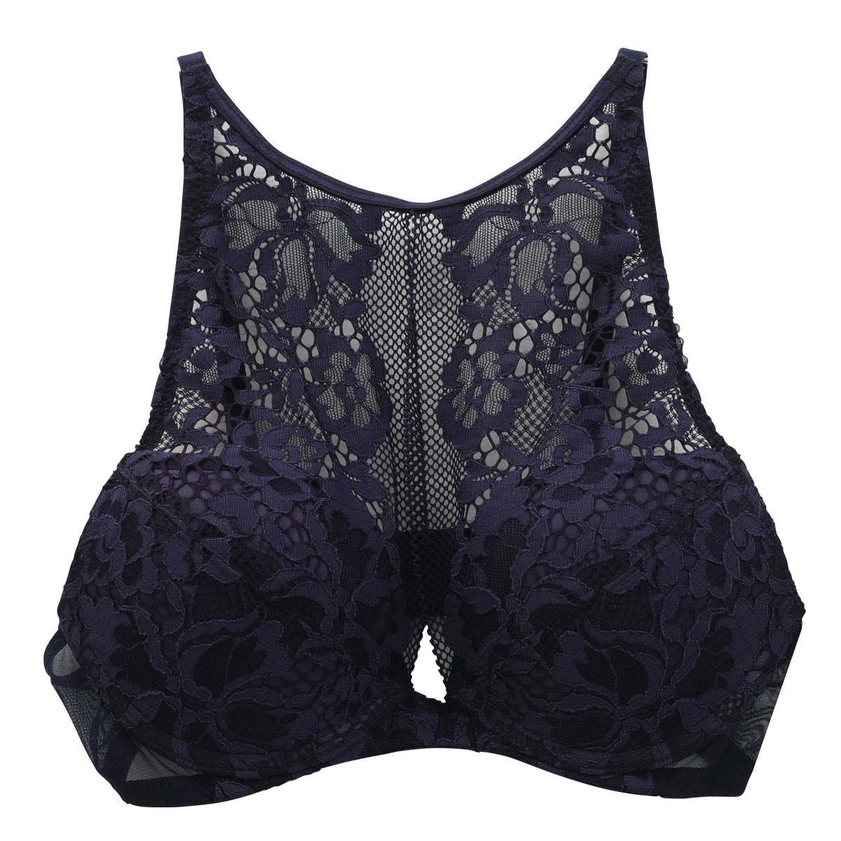 アンブラ ANNEBRA Arabe BLOOM UP ハイネック モールドカップ ブラジャー BCDEFG 単品(NV-ネイビー-B70)