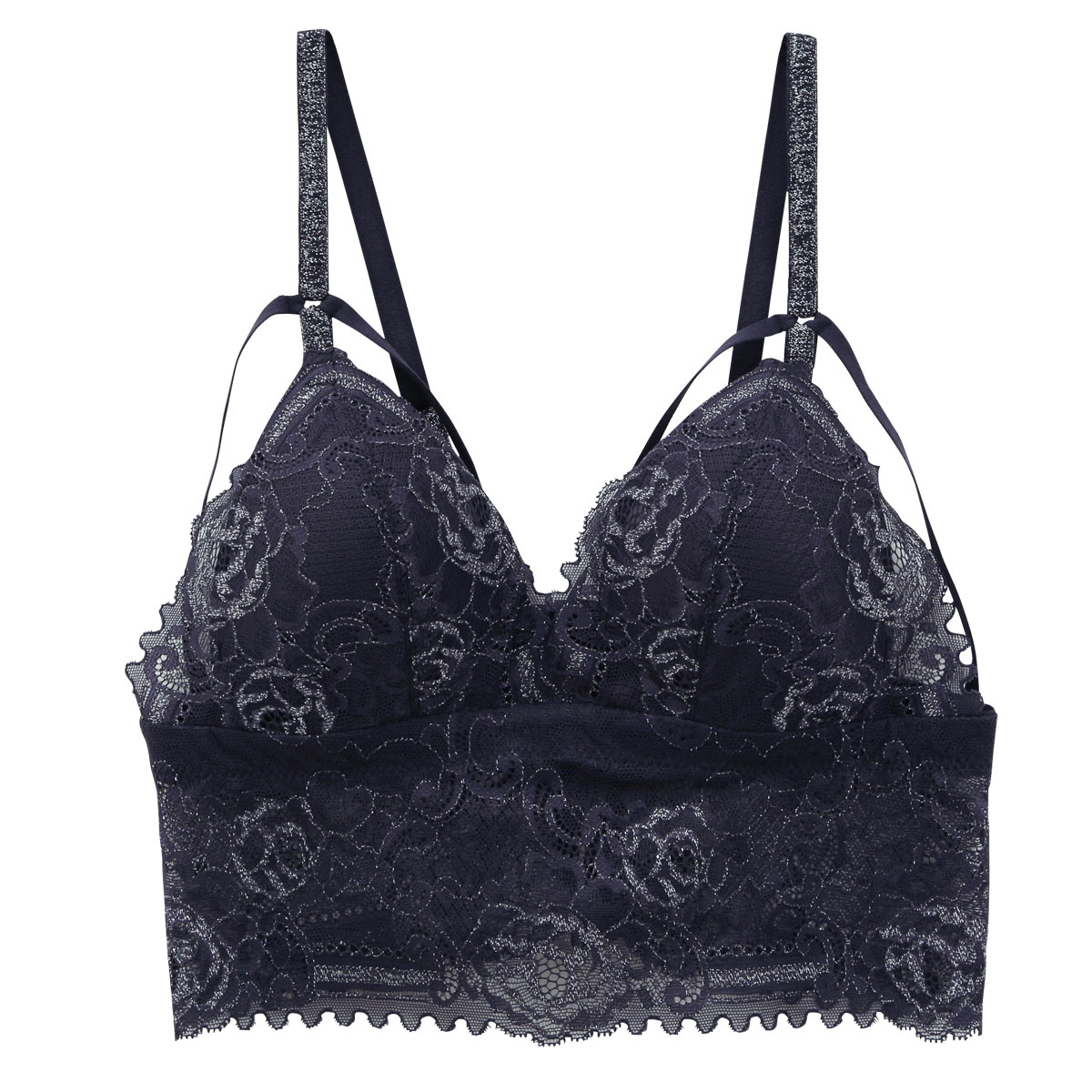 アンブラ ANNEBRA Sahara レース ブラレット ノンワイヤー ブラジャー 単品(NV-ネイビー-B70)