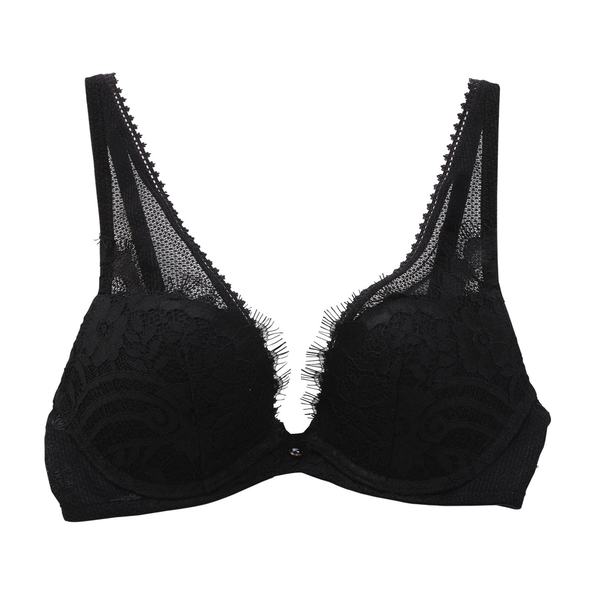 アンブラ ANNEBRA Romantic2 BloomUp デコルテレース ブラジャー モールドカップ BCDEFG 大きいサイズ 単品(BK-ブラック-B70)